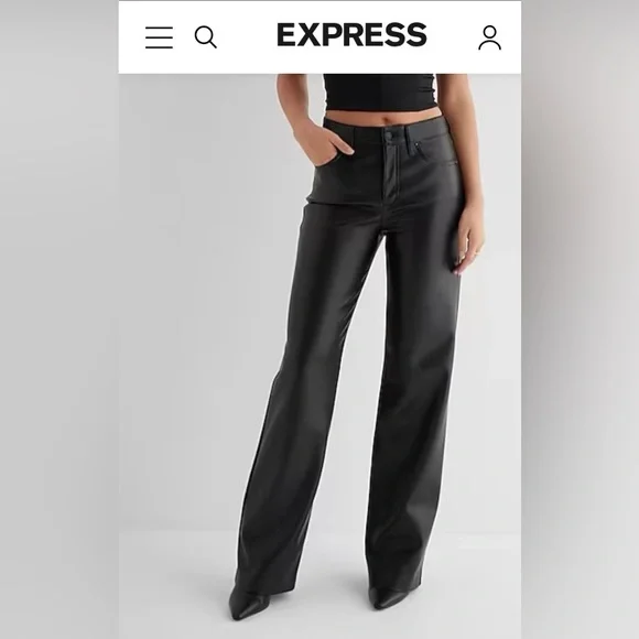 NWT Express High Waisted Faux Leather Wide Leg Pant
Black - Picture 2 of 5
